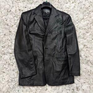 Men's Black Soft Genuine Leather Blazer Jacket - apt.9